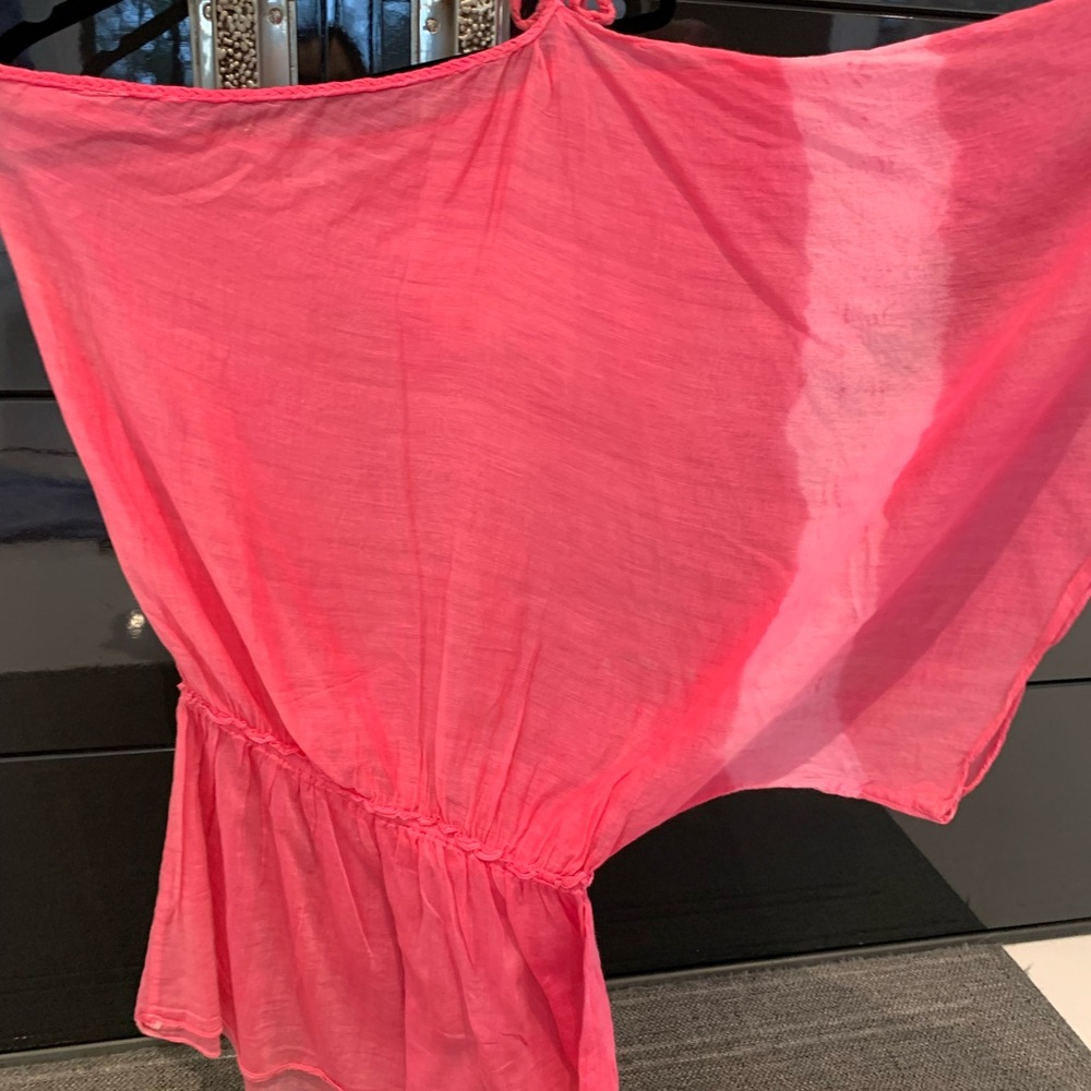 Debbie Katz hot pink one shoulder swim cover up size xs